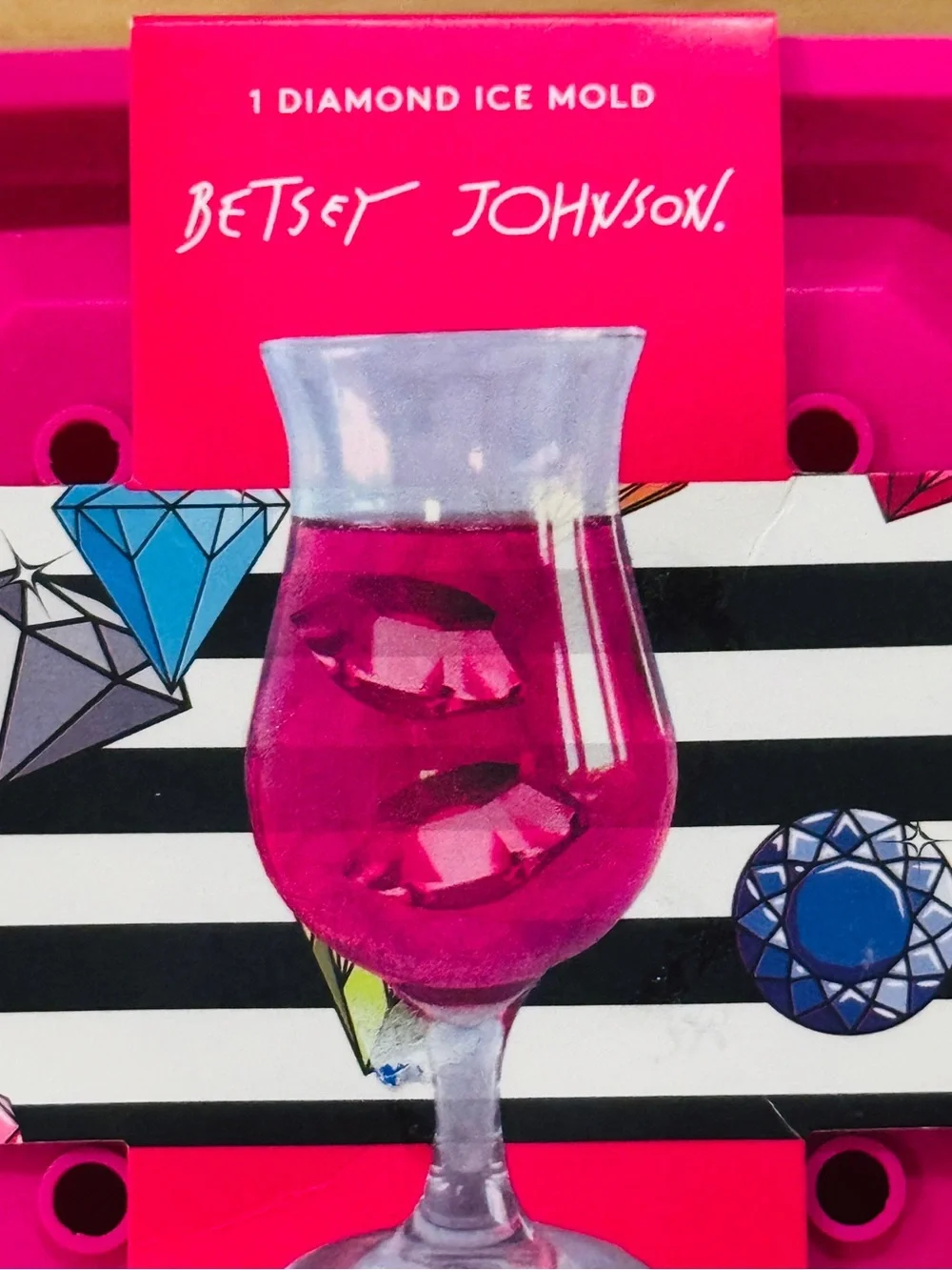 Betsey Johnson Pink Diamond Ice Mold Cocktail Barware New Sealed